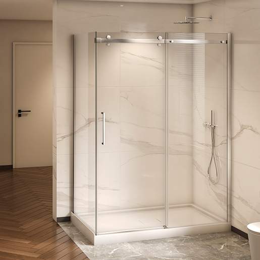 Douche en coin Alaska finition ronde chrome 60 po x 36 po TASSILI SUPRA