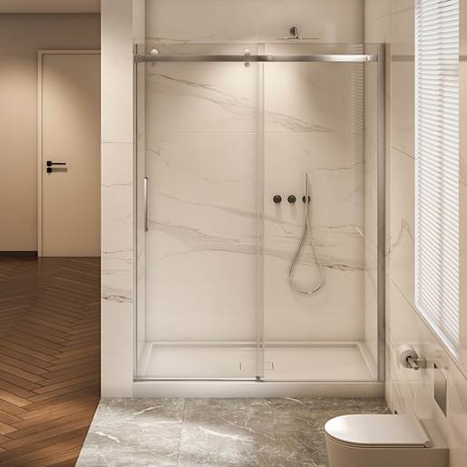 TASSILI SUPRA Alaska Alcove Shower Round Finish Chrome 60 in x 32 in