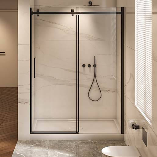 TASSILI SUPRA Alaska Alcove Shower Square Finish Black 60 in x 32 in