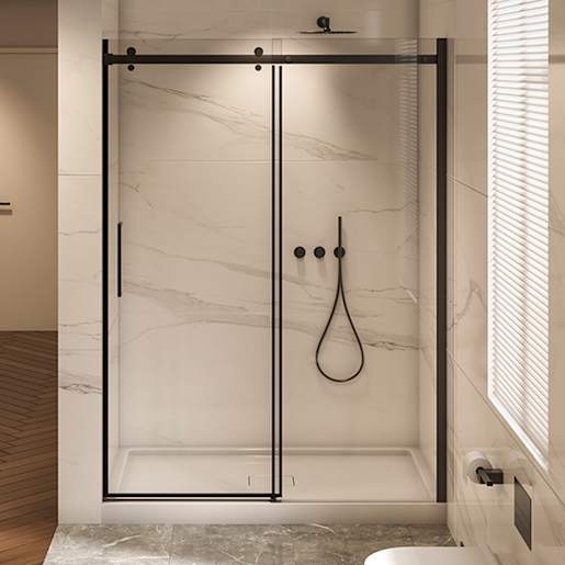Douche en alcôve Alaska finition ronde noire 60 po x 32 po TASSILI SUPRA