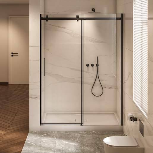 Douche en alcôve Alaska finition carrée noire 60 po x 36 po TASSILI SUPRA
