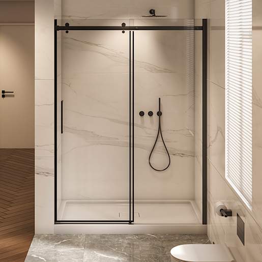 TASSILI SUPRA Alaska Alcove Shower Round Finish Black 60 in x 36 in