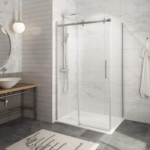 TASSILI SUPRA Alaska Low Base Corner Shower Square Finish Chrome 48 in x 32 in