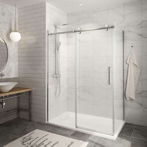 TASSILI SUPRA Alaska Low Base Corner Shower Square Finish Chrome 60 in x 36 in