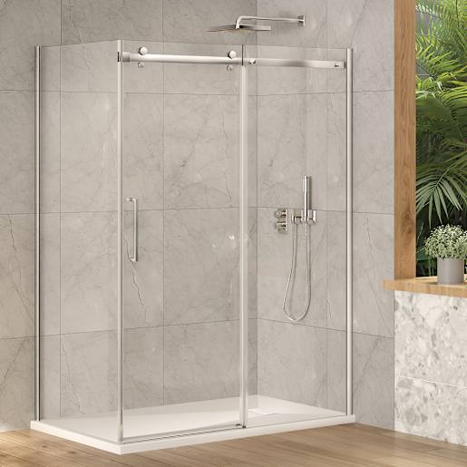 TASSILI SUPRA Alaska Low Base Corner Shower Round Finish Chrome 60 in x 36 in