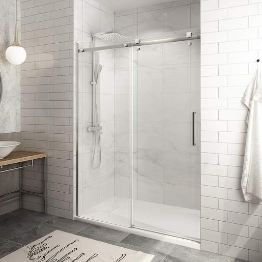 TASSILI SUPRA Alaska Low Base Alcove Shower Square Finish Chrome 60 in x 32 in