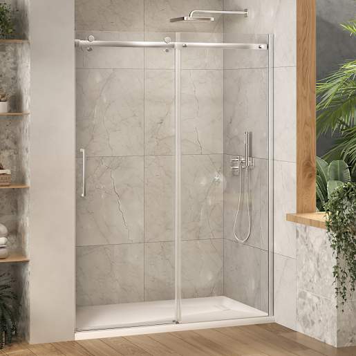 TASSILI SUPRA Alaska Low Base Alcove Shower Round Finish Chrome 60 in x 32 in