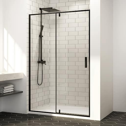 TASSILI SUPRA Labrador Low Base Alcove Shower Black Finish 48 in x 32 in