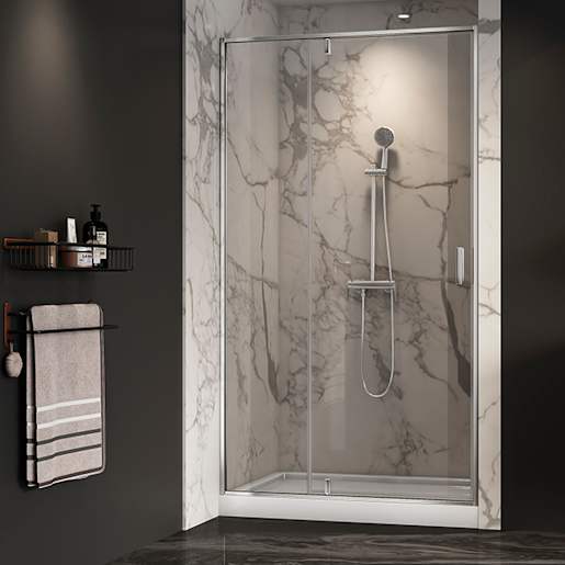 TASSILI SUPRA Labrador Alcove Shower Chrome Finish 48 in x 32 in