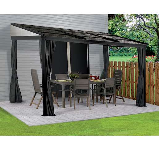 Abri soleil mural en aluminium et acier Francfort anthracite 10 pi x 12 pi