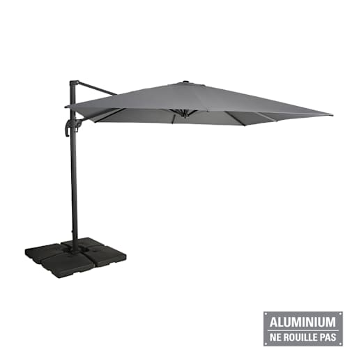 Parasol déporté en aluminium gris 9 pi 8 po x 9 pi 8 po VERTUO