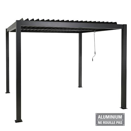 Pergola en aluminium Solis noire 10 pi x 10 pi VERTUO