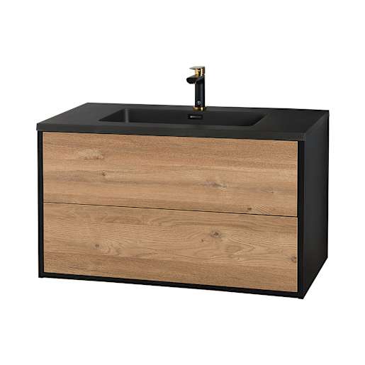 Meuble-lavabo Valentina fini pruche et noir 35 7/16 po TASSILI SUPRA