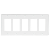 Decora five-gang cover plate white