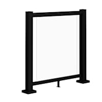 Rampe SEULE en aluminium Pillar/Verre noire 48 po x 42 po