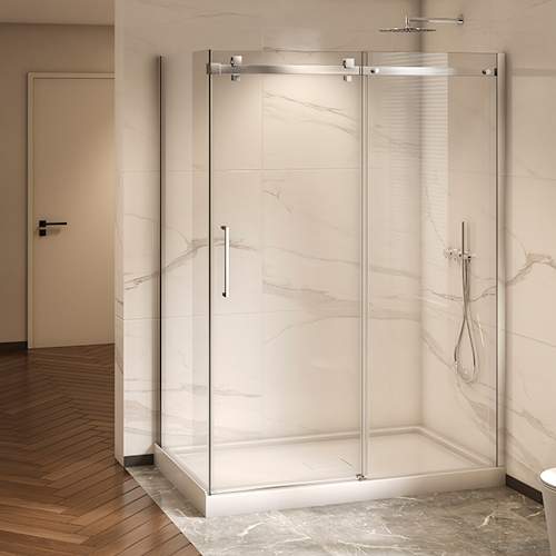 Douche en coin Alaska finition carrée chrome 60 po x 36 po TASSILI SUPRA