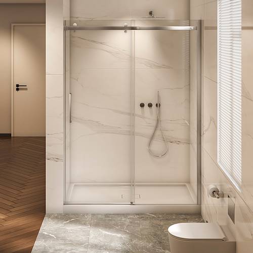 Douche en alcôve Alaska finition ronde chrome 48 po x 36 po TASSILI SUPRA