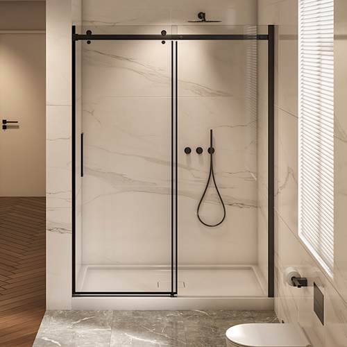 Douche en alcôve Alaska finition ronde noire 60 po x 36 po TASSILI SUPRA