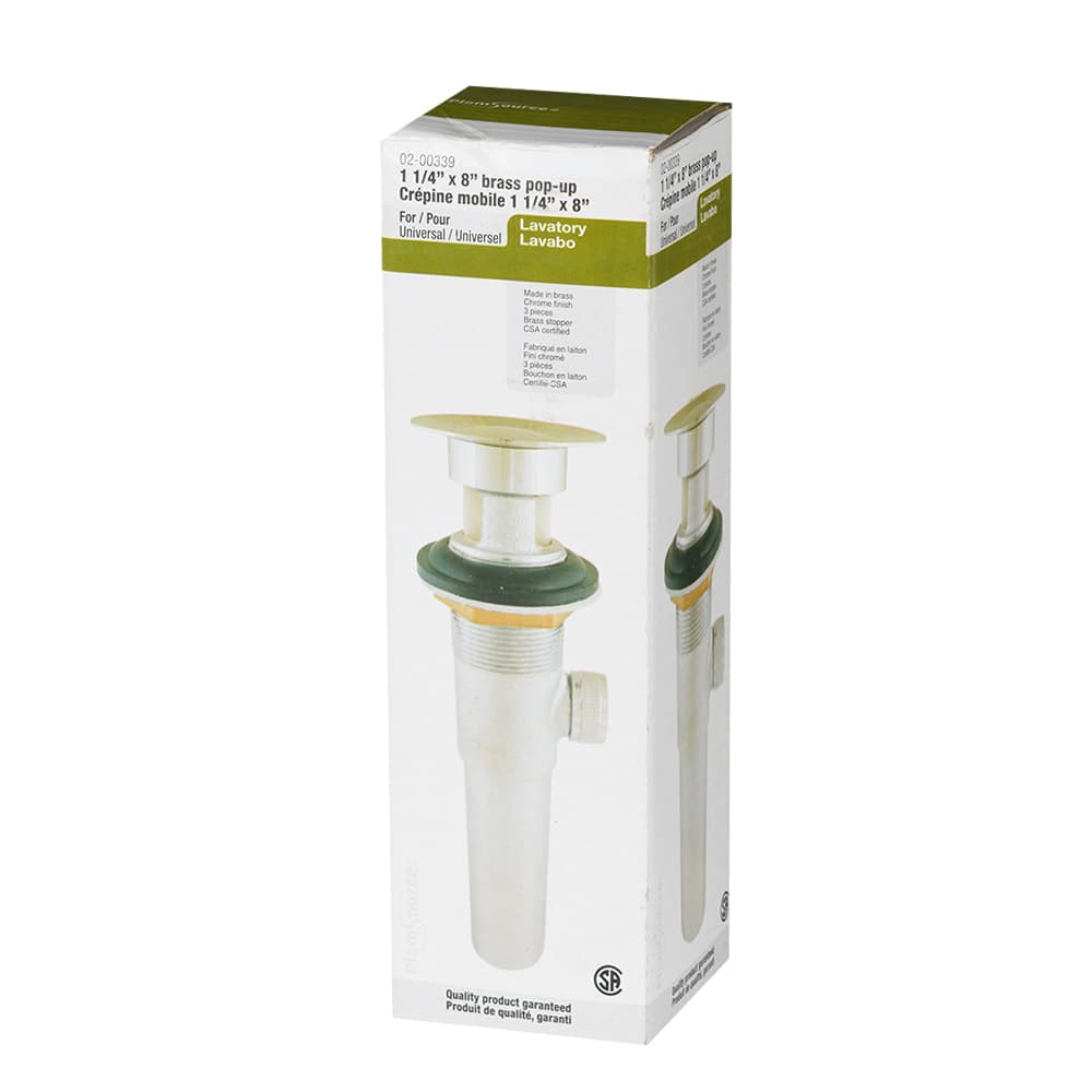 Drain mécanique pour lavabo 1&nbsp;1/4&nbsp;po x 8 po