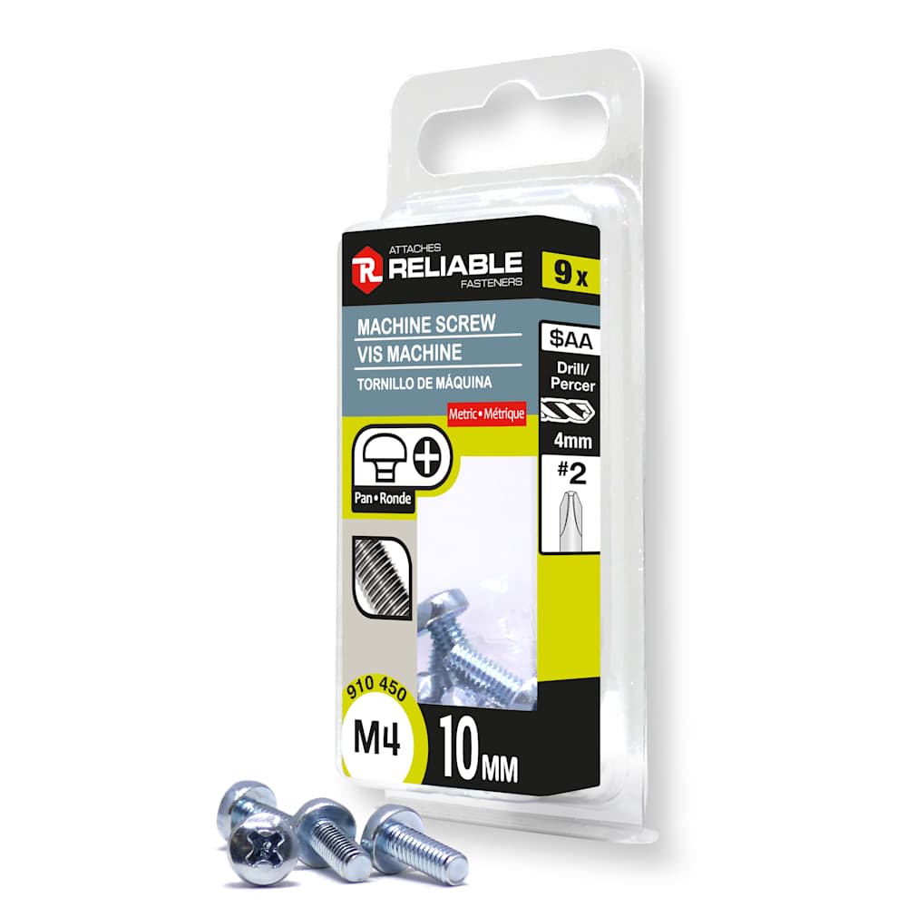 Boulons mécaniques T.R. M4, 10 mm Pqt/9