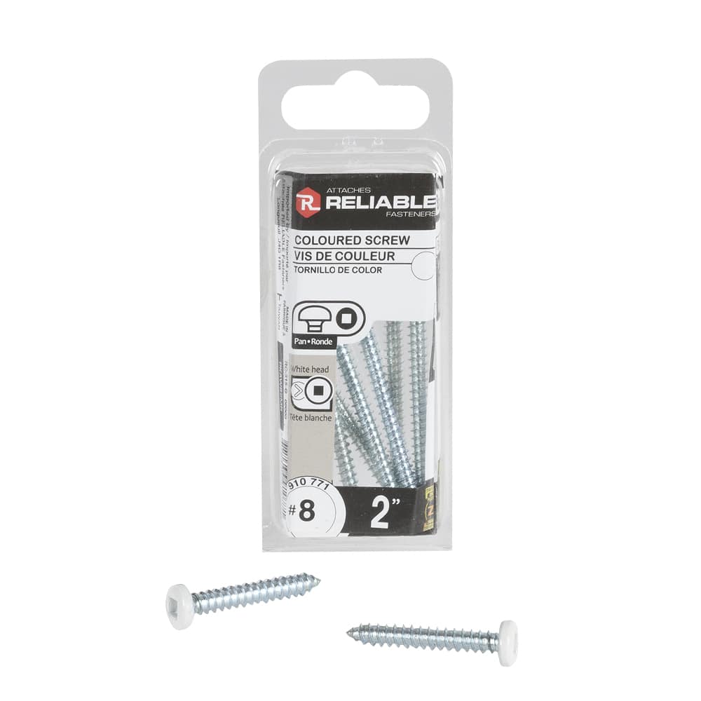 White Metal Pan Head n° 8 Screw 2 in. Pkg/8