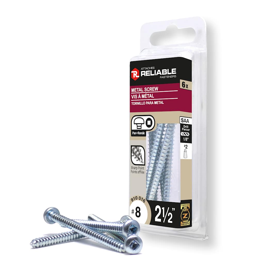 Vis à métal 2 1/2 po n° 8 T.R. Pqt/6