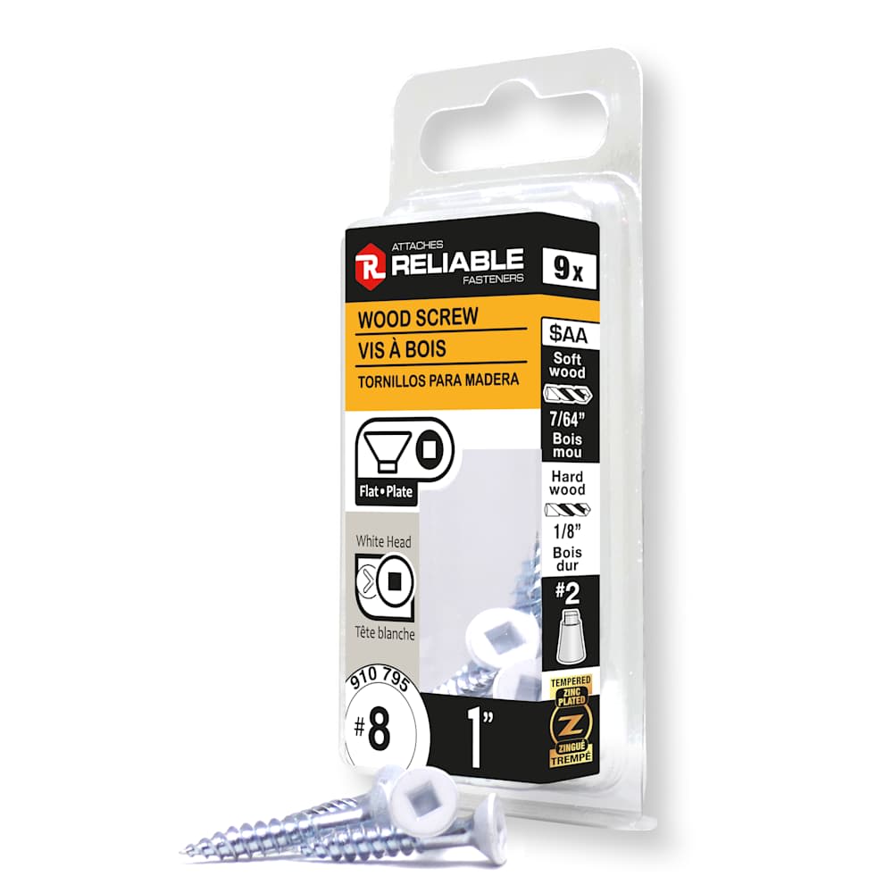 Vis à bois 1 po n° 8 T.P. blanche Pqt/9