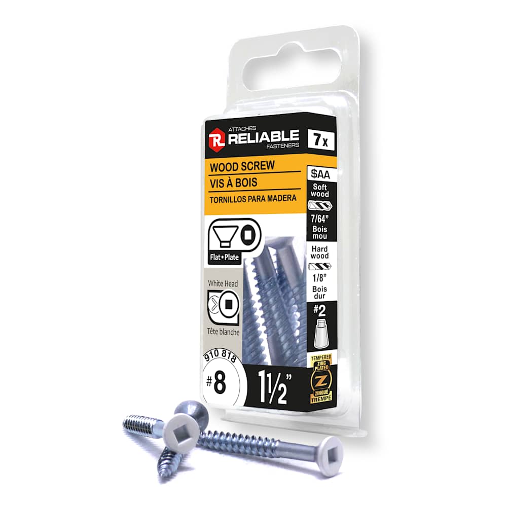 Vis à bois 1 1/2 po n° 8 T.P. blanche Pqt/7