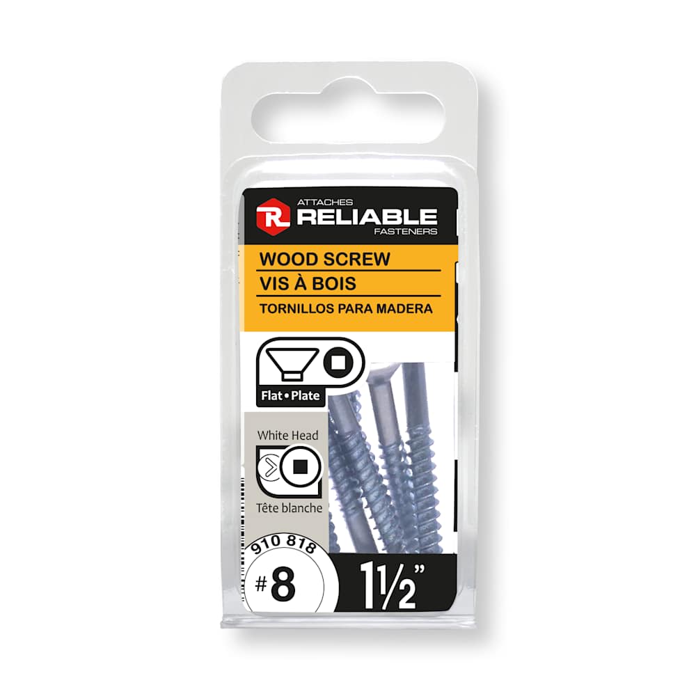 White Flat Head Wood Screws 1 1/2 in. n° 8 Pkg/7