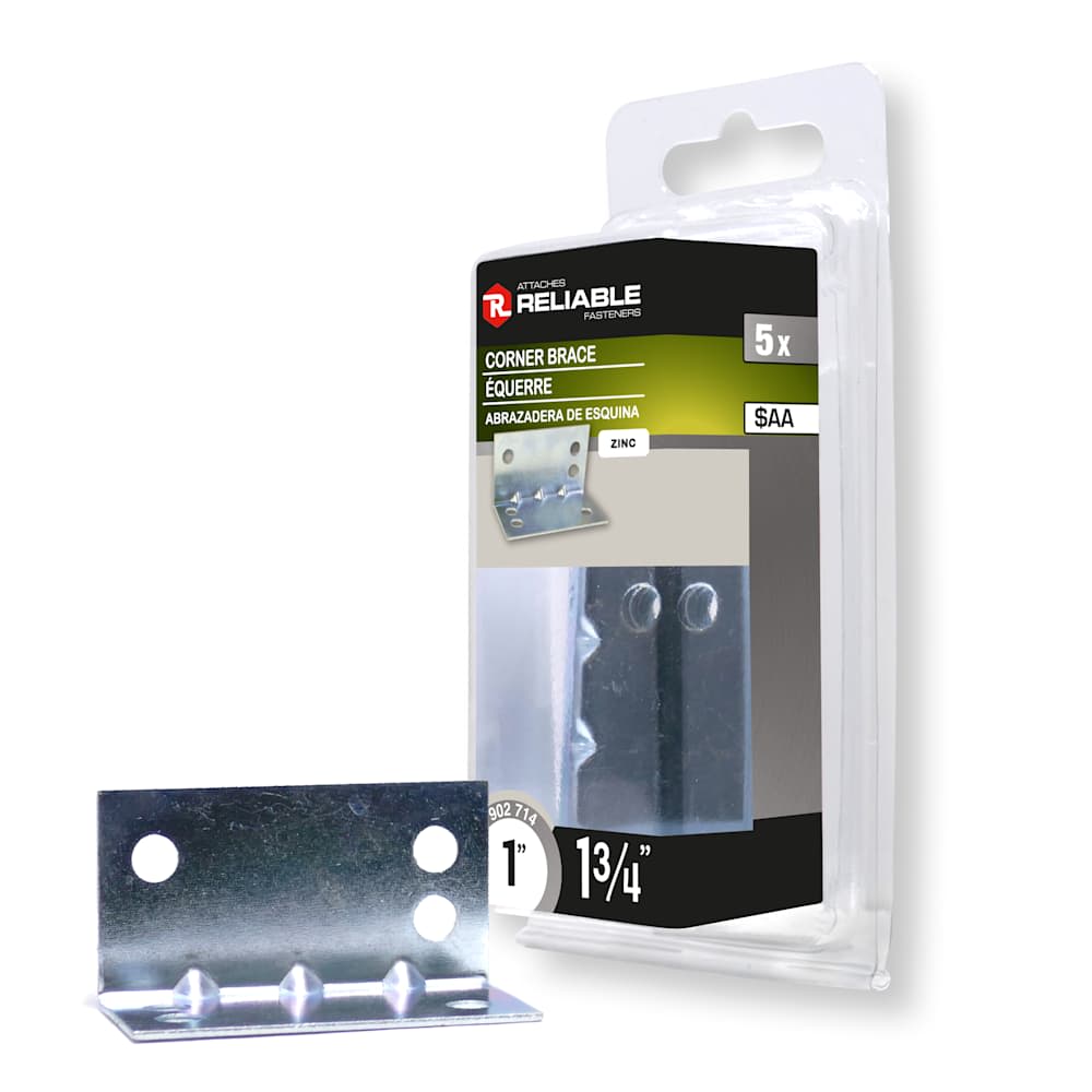 Équerres métalliques pour meubles 1&nbsp;3/4&nbsp;po Pqt/5