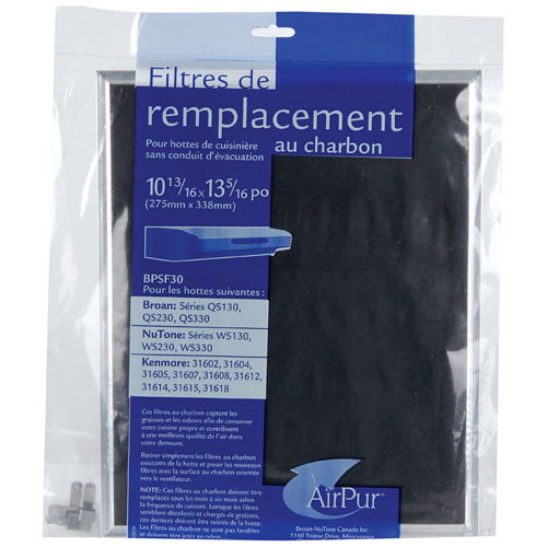 Filtres au charbon pour hotte de cuisine 10 13/16 po x 13 5/16 po Pqt/2