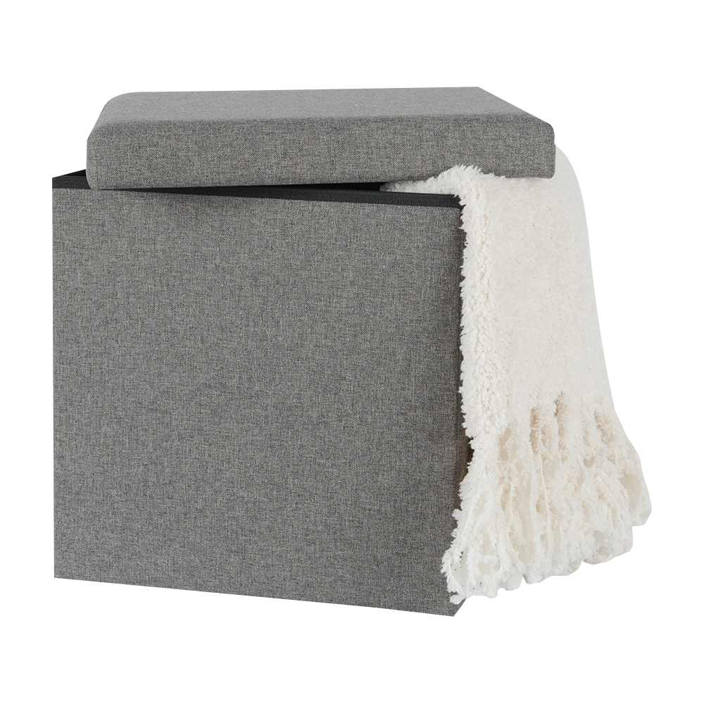 Pouf de rangement pliable gris 15 po ASTELLA