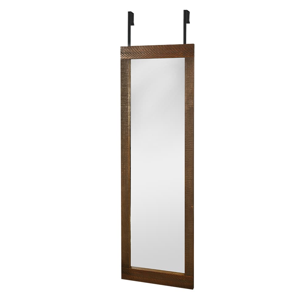 Miroir de porte rectangulaire avec cadre en bois fini rustique 17 1/2 po x 55 po