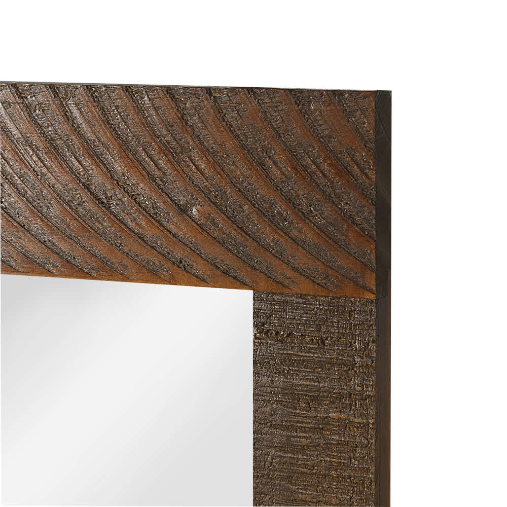 Miroir de porte rectangulaire avec cadre en bois fini rustique 17 1/2 po x 55 po