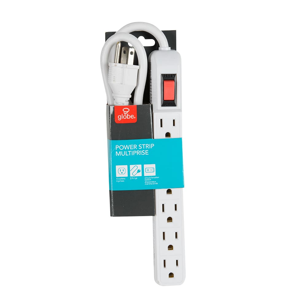 6-Outlet Power Bar 2 ft White