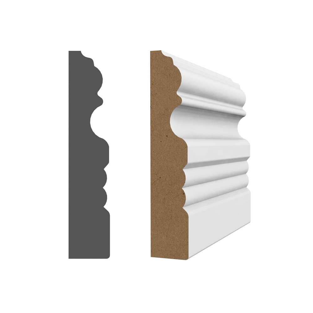 Chambranle colonial en fibre de bois 3/4 po x 3 1/2 po x 8 pi