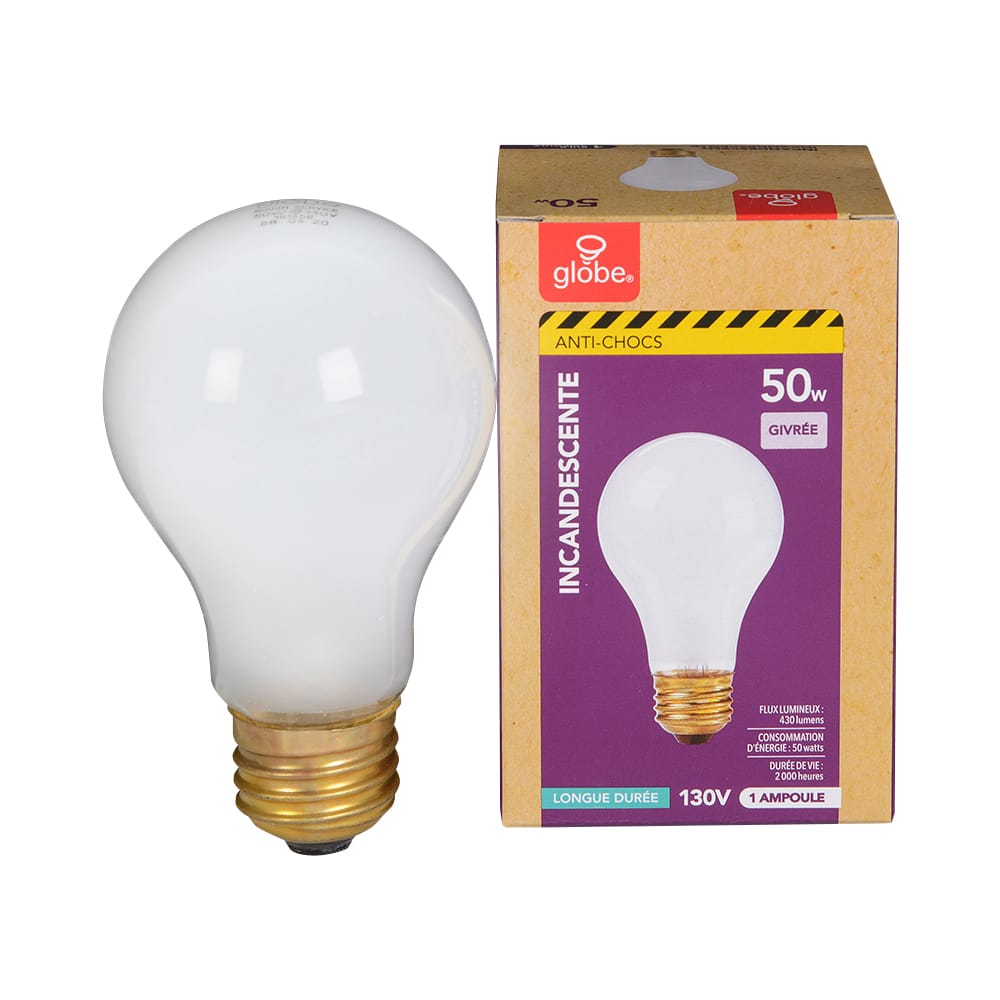 Ampoule incandescente antichocs A19, 50 W