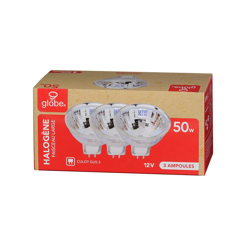 Ampoules-réflecteurs halogènes MR16 (GU5.3) 50 W Pqt/3