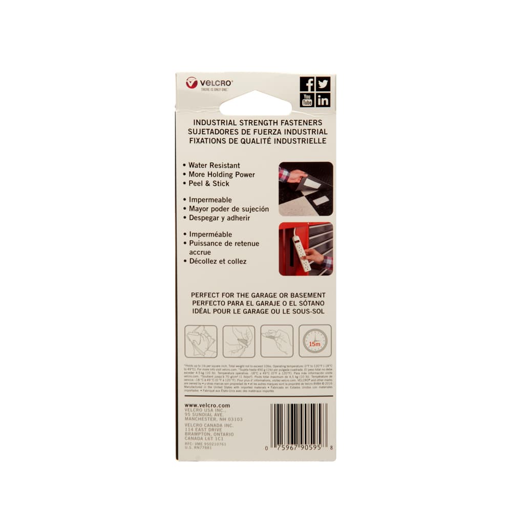 Bande adhésive VELCRO® 2 po x 4&nbsp;pi Qualité industrielle blanche