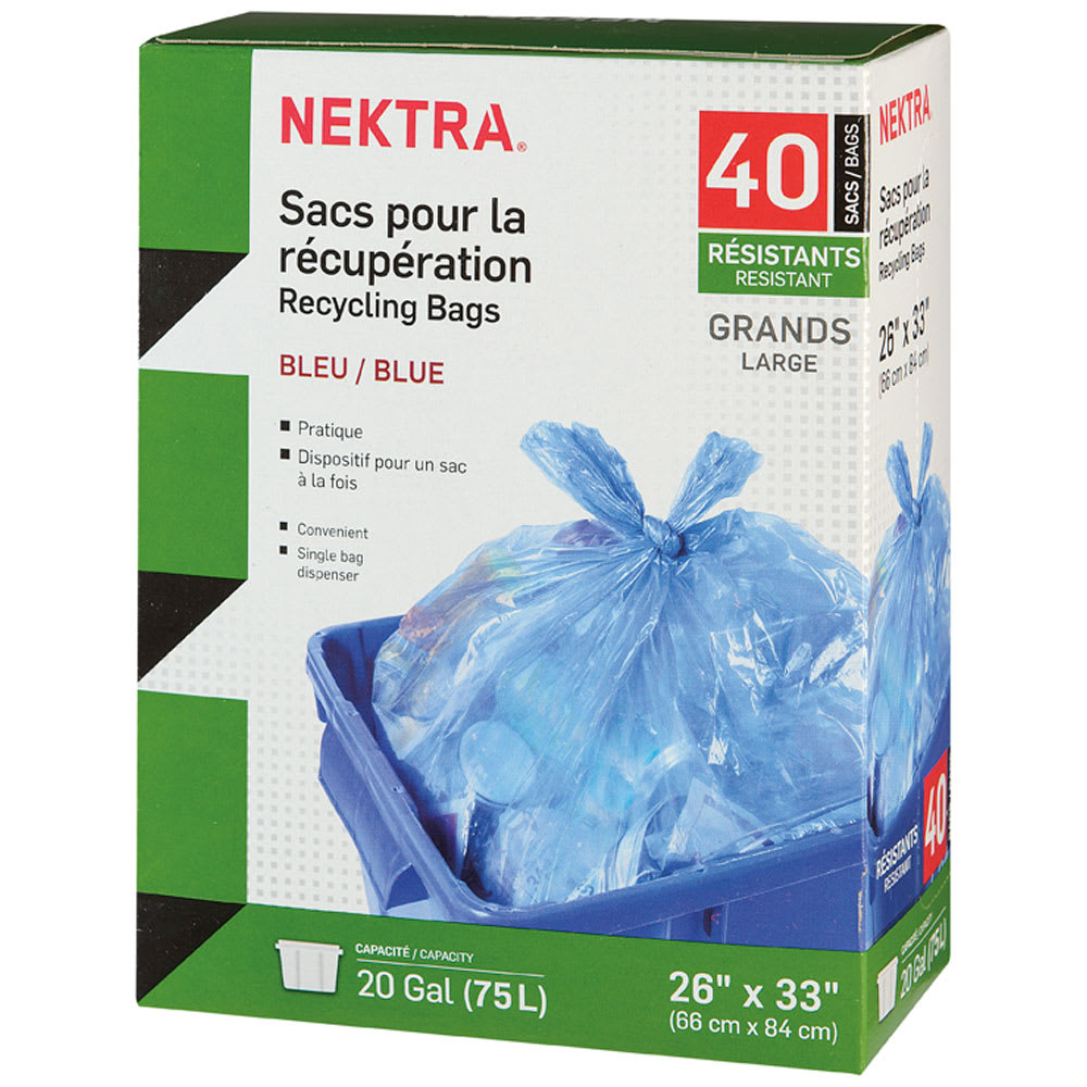 Sacs pour la récupération bleus 75 L Pqt/40 NEKTRA