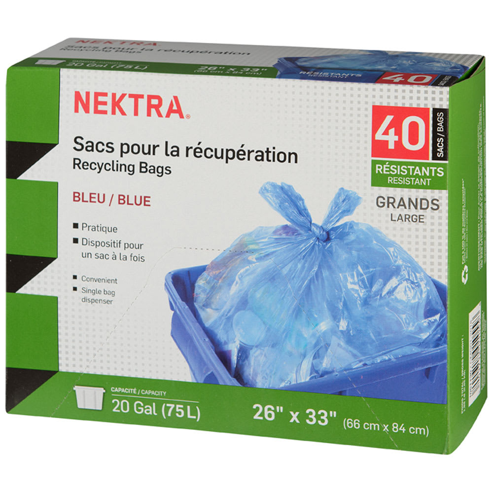 Sacs pour la récupération bleus 75 L Pqt/40 NEKTRA