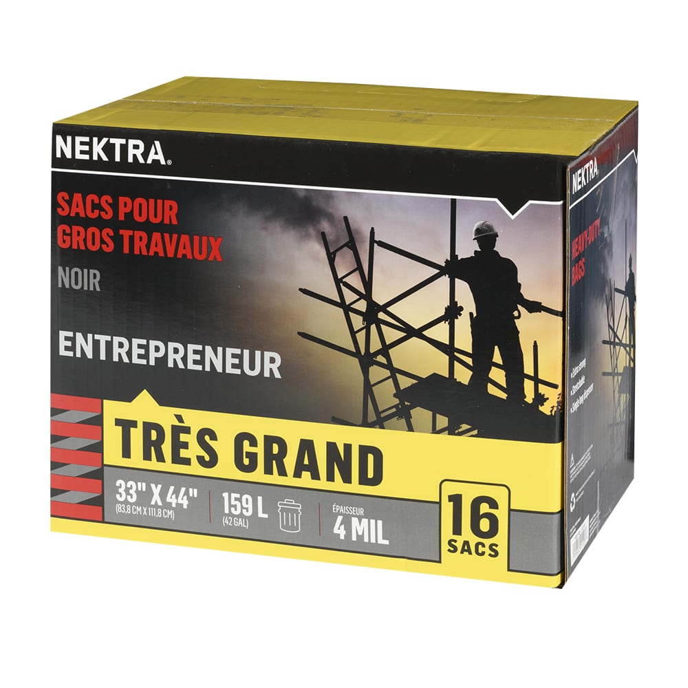 Sacs à ordures de construction noir 159 L Pqt/16 NEKTRA