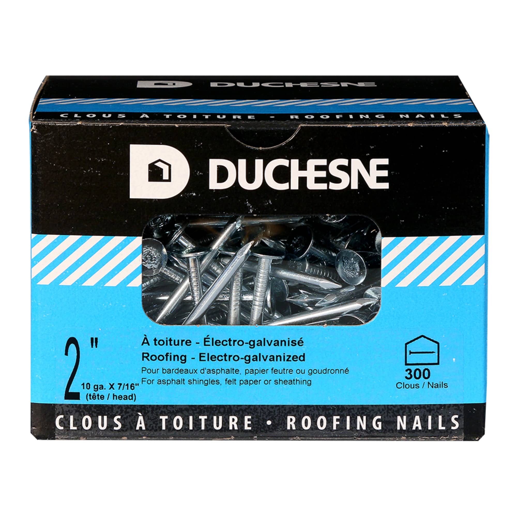 Clous à toiture électro-galvanisé 2 po Pqt/300