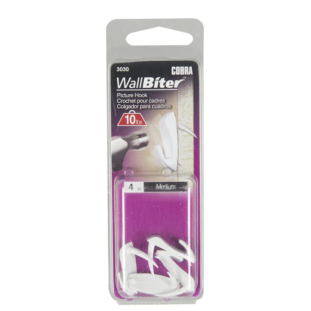 Medium Wallbiter Picture Hooks Pkg/4
