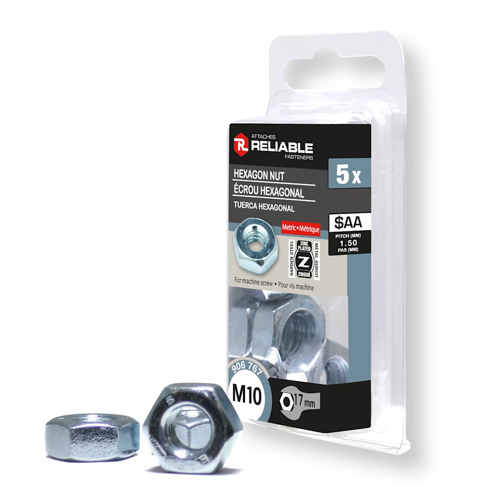 Écrous hexagonaux à machinerie M10 Pqt/5