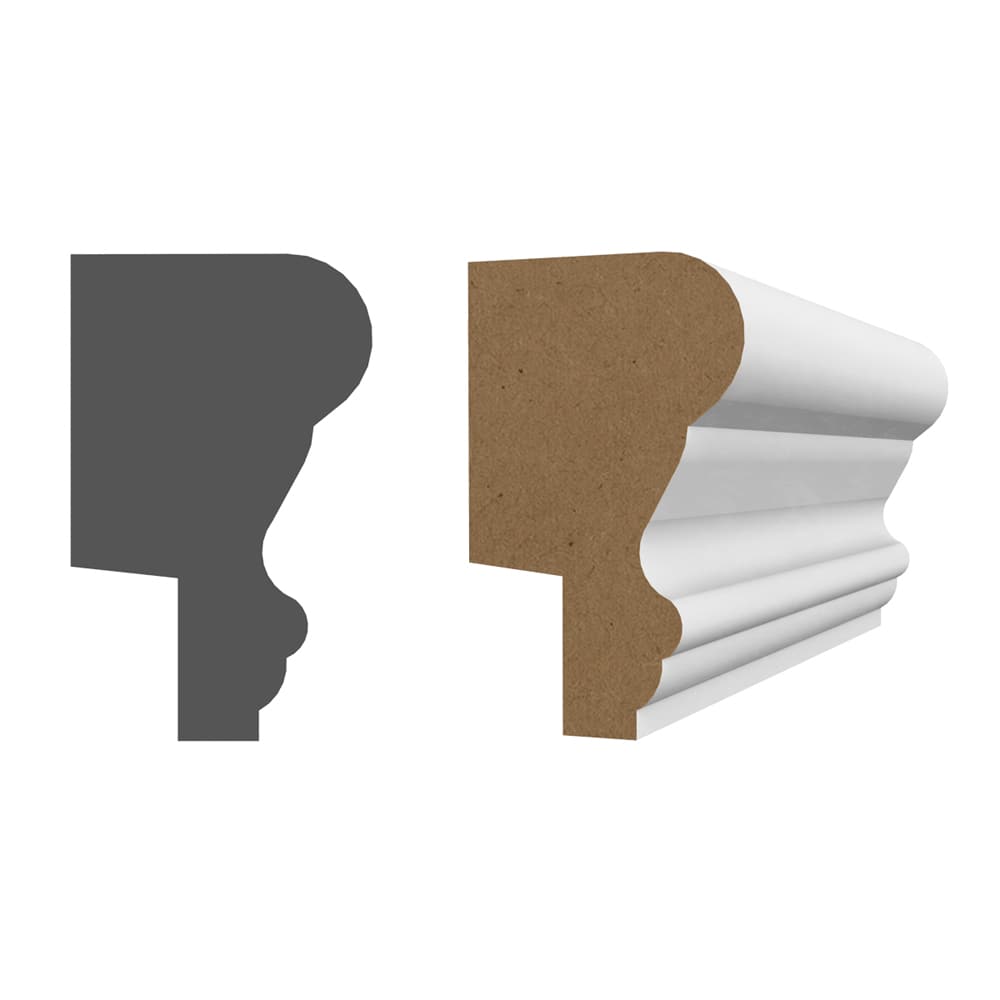 Cimaise en fibre de bois 1 1/8 po x 1&nbsp;3/4&nbsp;po&nbsp;x 8 pi