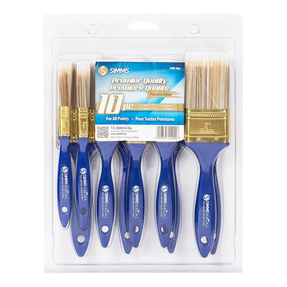 Ensemble de 10 pinceaux droits en polyester et nylon