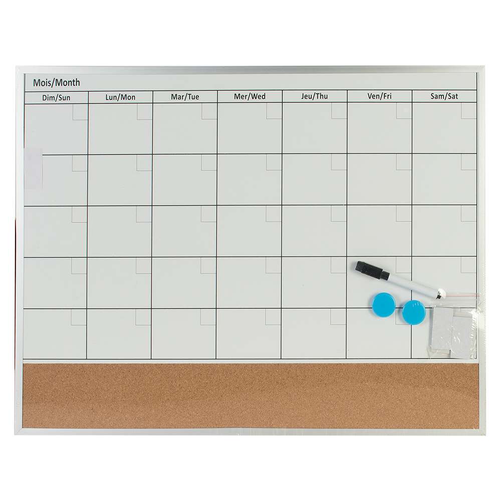 Calendrier magnétique effaçable et babillard
