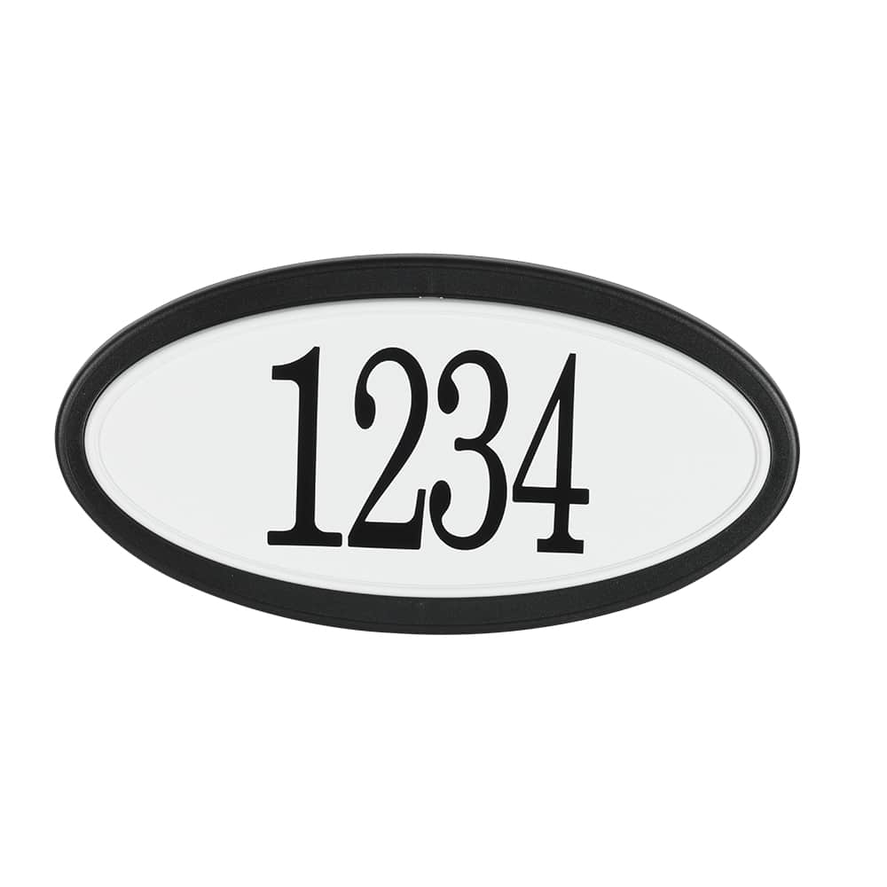 Plaque d'adresse Classique ovale noire et blanche