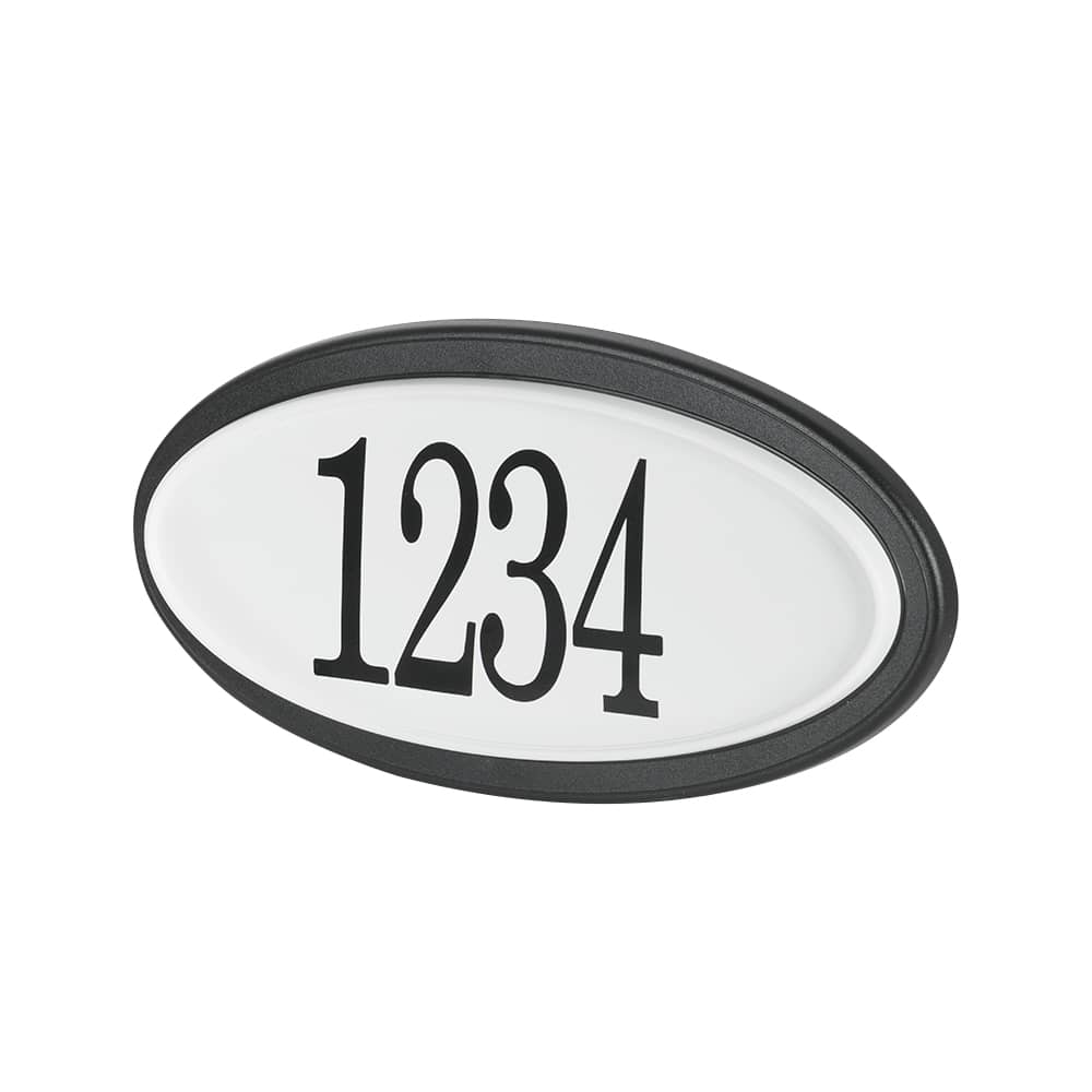 Plaque d'adresse Classique ovale noire et blanche